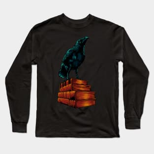 Raven on books - Dark Academia Long Sleeve T-Shirt